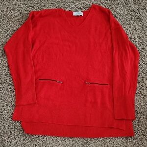 Elegant Red V-Neck Sweater